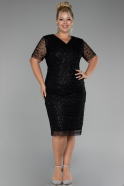 Robe de Soirée Grande Taille Midi Noir ABK2116