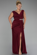 Robe Grande Taille Longue Rouge Bordeaux ABU3737