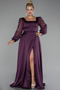 Robe De Soirée Grande Taille Longue Satin Violet ABU4124