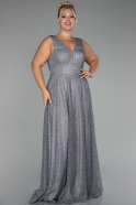 Robe De Fiançailles Grande Taille Longue Pierreux Gris ABU4147