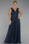 Robe De Fiançailles Grande Taille Longue Pierreux Bleu Marine ABU4147