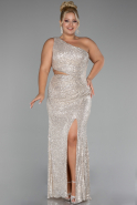 Robe De Soirée Grande Taille Longue Beige ABU4108