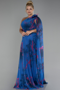 Robe De Soirée Grande Taille Longue Bleu Saxe ABU3744