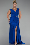 Robe Grande Taille Longue Bleu Saxe ABU3737