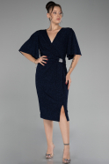 Robe De Invitation Grande Taille Midi Bleu Marine ABK2115