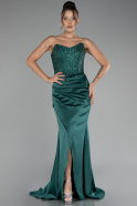 Robe De Soirée Satin Longue Émeraude ABU3883