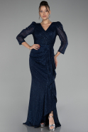 Robe de Soirée Grande Taille Longue Bleu Marine ABU4106