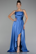 Robe de Soirée Longue Satin Indigo ABU4073