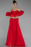 Robe De Soirée Longue Rouge ABU3950