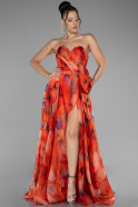 Robe de Soirée Longue Orange ABU4157