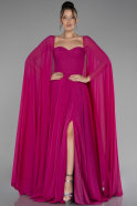 Robe de Soirée Longue Mousseline Fushia ABU4158