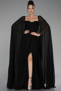 Robe de Soirée Longue Mousseline Noir ABU4158