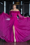 Robe de Soirée Longue Mousseline Fushia ABU4130