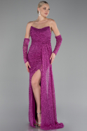 Robe de Soirée Longue Perlé Fushia ABU4163