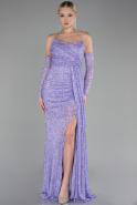 Robe de Soirée Longue Perlé Lilas ABU4163