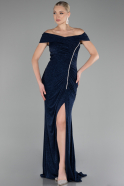 Robe de Soirée Grande Taille Longue Bleu Marine ABU4318