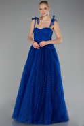 Robe de Soirée Longue Bleu Saxe ABU4172