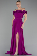 Robe de Soirée Longue Mousseline Fushia ABU4173