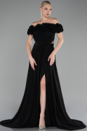 Robe de Soirée Longue Mousseline Noir ABU4173