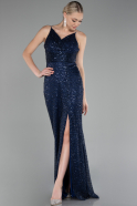 Robe de Soirée Longue Pierreux Bleu Marine ABU4164