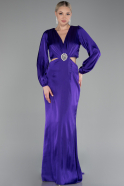 Robe de Soirée Longue Satin Violet ABU4177