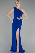 Robe De Soirée Longue Bleu Saxe ABU4116