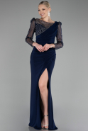 Robe De Soirée Longue Bleu Marine ABU4117