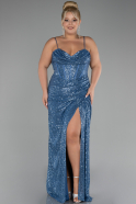 Robe Grande Taille Squameuse Longue Indigo ABU3322