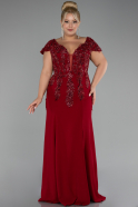 Robe De Fiançailles Grande Taille Longue Rouge Bordeaux ABU4191