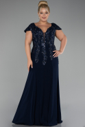 Robe De Fiançailles Grande Taille Longue Bleu Marine ABU4191