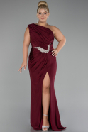 Robe De Fiançailles Grande Taille Longue Rouge Bordeaux ABU4148