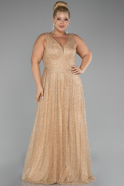 Robe De Fiançailles Grande Taille Pierreux Longue Or ABU4147