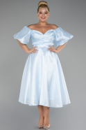 Robe De Fête Grande Taille Midi Bleu clair ABK2128