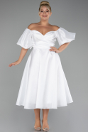 Robe De Fête Grande Taille Midi Blanc ABK2128