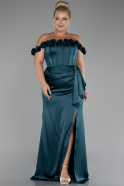 Robe De Soirée Grande Taille Satin Longue Émeraude ABU4046