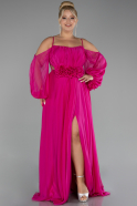 Robe De Fiançailles Grande Taille Longue Mousseline Fushia ABU4167