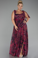 Robe Grande Taille Longue Rouge Bordeaux ABU4204