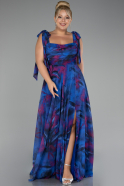 Robe de Soirée Longue Bleu Saxe ABU4203