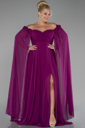 Robe Grande Taille Mousseline Longue Violet ABU3464