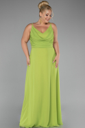 Robe De Graduation Grande Taille Longue Mousseline Pistache vert ABU4166