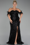 Robe de Soirée Grande Taille Longue Noir ABU4149