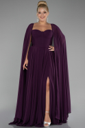 Robe Grande Taille Longue Mousseline Violet ABU4161