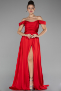 Robe de Soirée Longue Satin Rouge ABU4219