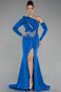 Robe De Soirée Longue Bleu Saxe ABU3851