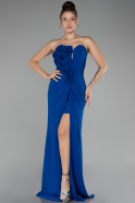 Robe de Soirée Longue Bleu Saxe ABU4213