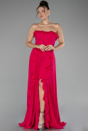 Robe de Soirée Longue Mousseline Fushia ABU4214