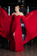 Robe de Soirée Longue Mousseline Rouge ABU4158