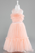 Robe de Soirée Enfants Longue Saumon ABU4221