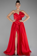 Robe de Soirée Longue Satin Rouge ABU4222