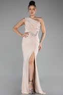 Robe De Soirée Longue Beige ABU4116